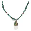 .925 Sterling Silver Handmade Signed Navajo Coral Natural Turquoise Native American Necklace 2423-1601-12