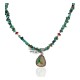 .925 Sterling Silver Handmade Certified Authentic Signed Navajo Coral Natural Turquoise Native American Necklace 2423-1601-12