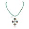 Handmade Certified Authentic Petit point Zuni .925 Sterling Silver Natural Turquoise Coral Sugilite Spiny Oyster Native American Necklace 24244-15336