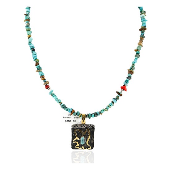 .925 Sterling Silver And 12kt Gold Filled Handmade Certified Authentic Navajo Turquoise Coral Native American Necklace 24300