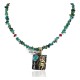 12kt Gold Filled .925 Sterling Silver Handmade Certified Authentic Navajo Coral Natural Turquoise Native American Necklace 24302-1601-10