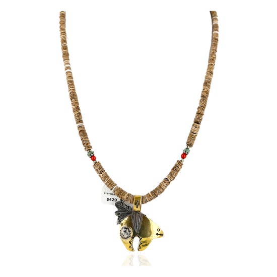 12kt Gold Filled .925 Sterling Silver Handmade Bear Certified Authentic Navajo Jasper Native American Necklace 24303