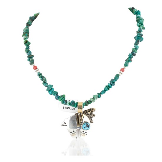 Certified Authentic 12kt Gold Filled and .925 Sterling Silver Bear Handmade Natural Turquoise Native American Necklace 24325-5-16075-5 Certified Authentic 12kt Gold Filled and .925 Sterling Silver Bear Handmade Natural Turquoise Native American Necklace 24325-5-16075-5