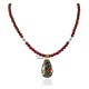 12kt Gold Filled And .925 Sterling Silver Handmade Gaco Certified Authentic Navajo Coral Agate and Turquoise Native American Necklace 24328-6