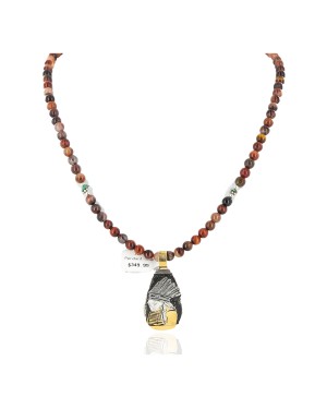12kt Gold Filled And .925 Sterling Silver Handmade Chief Head Certified Authentic Navajo Native American Necklace 24328-7
