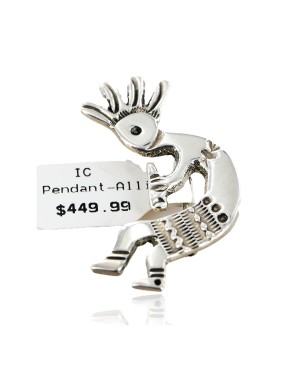 Certified Authentic Kokopelli Allison Manuelit Navajo .925 Sterling Silver Pin Pendant Native American Necklace 24329-0