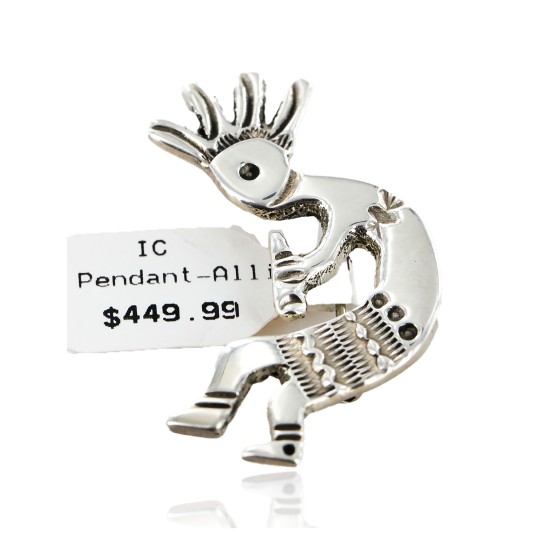 Certified Authentic Kokopelli Allison Manuelit Navajo .925 Sterling Silver Pin Pendant Native American Necklace 24329-0