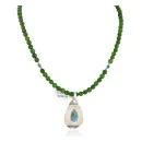.925 Sterling Silver Handmade Natural Turquoise Green Quartz Native American Necklace 24337-16076-13