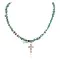 Handmade Cross Zuni .925 Sterling Silver Natural Turquoise Pink Coral Necklace 24371-2-1601-24