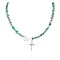Handmade Cross Zuni .925 Sterling Silver Natural Turquoise Charoite Native American Necklace 24371-7-1601-20