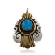 12kt Gold Filled .925 Sterling Silver Handmade Certified Authentic Navajo Natural Turquoise Native American Pendant 24404