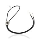 Handmade Certified Authentic Horse Leather Navajo .925 Sterling Silver Native American Bolo Tie  24418-3