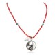 Certified Authentic Wolf .925 Sterling Silver Handmade Natural Turquoise Coral Native American Necklace  24420-2-15771