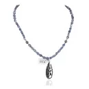 .925 Sterling Silver Handmade Natural Lapis Hematite Native American Necklace 24426-1-16047-1