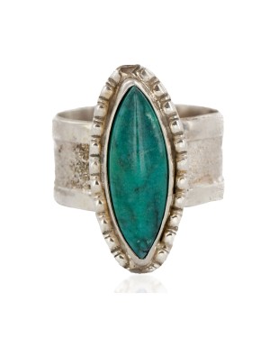 925 Sterling Silver Handmade Certified Authentic Navajo Natural Turquoise Native American Ring  24428-2