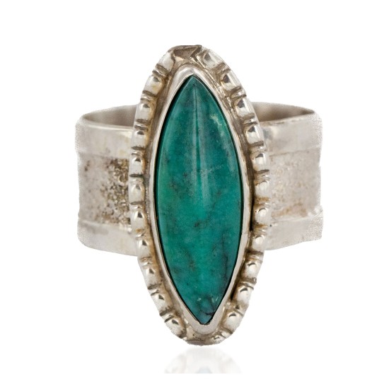 925 Sterling Silver Handmade Certified Authentic Navajo Natural Turquoise Native American Ring  24428-2