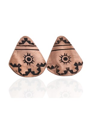 Handmade Certified Authentic Navajo Pure Copper Stud Native American Earrings 24436-1