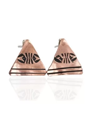 Handmade Navajo Pure Copper Stud Native American Earrings 1 24436-2