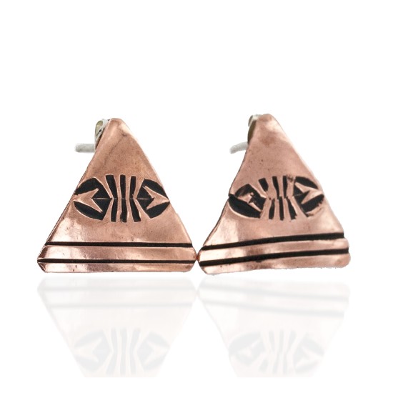 Handmade Certified Authentic Navajo Pure Copper Stud Native American Earrings 1 24436-2
