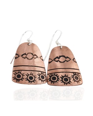 Handmade Certified Authentic Navajo Pure Copper Dangle Native American Earrings 1 24436-3