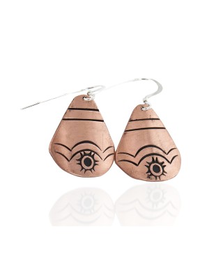 Handmade Certified Authentic Navajo Pure Copper Dangle Native American Earrings 24436-5