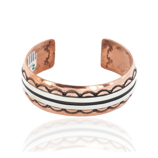 Handmade Certified Authentic Navajo Pure .925 Sterling Silver and Copper Native American Bracelet 24452-2