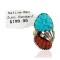 .925 Sterling Silver Certified Authentic Zuni Signed Coral Natural Turquoise Native American Pendant 24484