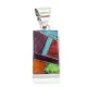 Rectangle Navajo .925 Sterling Silver Natural Multicolor Real Handmade Native American Inlaid Pendant 24490-13 Rectangle Navajo .925 Sterling Silver Natural Multicolor Real Handmade Native American Inlaid Pendant 24490-13