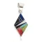 Navajo Rhombus .925 Sterling Silver Natural Multicolor Real Handmade Native American Inlaid Pendant 24490-16