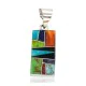 Navajo Rectangle .925 Sterling Silver Natural Multicolor Real Handmade Native American Inlaid Pendant 24490-17