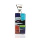 Navajo Rectangle .925 Sterling Silver Natural Multicolor Certified Authentic Real Handmade Native American Inlaid Pendant 24490-18
