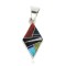 Navajo Rhombus .925 Sterling Silver Certified Authentic Natural Multicolor Real Handmade Native American Inlaid Pendant 24490-9