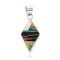 Navajo Rhombus .925 Sterling Silver Natural Multicolor Real Handmade Native American Inlaid Pendant 24491-10