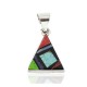 Navajo Certified Authentic Triangle .925 Sterling Silver Natural Multicolor Real Handmade Native American Inlaid Pendant 24491-11
