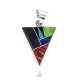 Triangle Navajo .925 Sterling Silver Certified Authentic Natural Multicolor Real Handmade Native American Inlaid Pendant 24491-12
