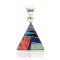 Navajo Triangle .925 Sterling Silver Natural Multicolor Real Handmade Native American Inlaid Pendant 24491-14