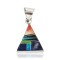Certified Authentic Navajo Triangle .925 Sterling Silver Natural Multicolor Real Handmade Native American Inlaid Pendant 24491-2