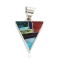 Navajo Triangle Certified Authentic .925 Sterling Silver Natural Multicolor Real Handmade Native American Inlaid Pendant 24491-4