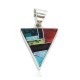 Navajo Triangle Certified Authentic .925 Sterling Silver Natural Multicolor Real Handmade Native American Inlaid Pendant 24491-4
