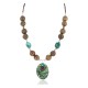 .925 Sterling Silver Certified Authentic Navajo Natural Turquoise Agate Native American Necklace 24514-6