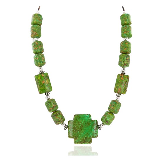 .925 Sterling Silver Cross Certified Authentic Navajo Gaspeite Native American Necklace 24518-4 .925 Sterling Silver Cross Certified Authentic Navajo Gaspeite Native American Necklace 24518-4