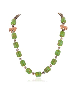 Carved Horse Fetish Certified Authentic Navajo .925 Sterling Silver Natural Jasper Gaspeite Native American Necklace 25102-2