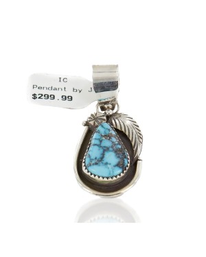 Certified Authentic .925 Sterling Silver Handmade Navajo Natural Turquoise Native American Pendant 25298-5