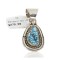 Certified Authentic .925 Sterling Silver Handmade Navajo Natural Spiderweb Turquoise Native American Pendant  25299-1