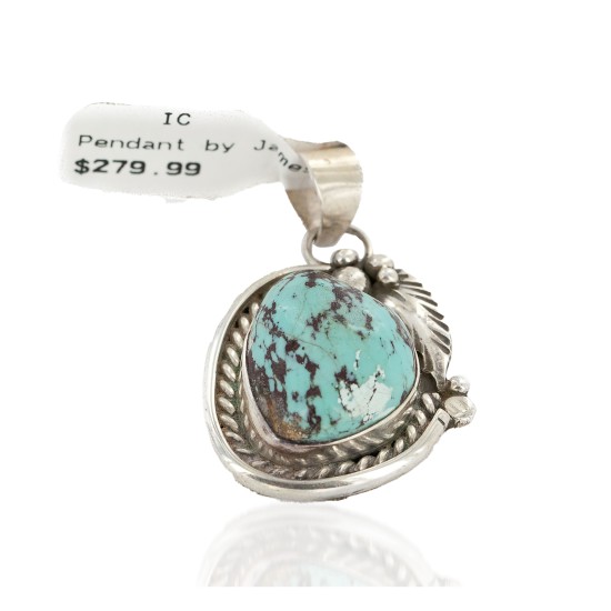 Certified Authentic Handmade .925 Sterling Silver Navajo Natural Turquoise Native American Pendant 25299-2