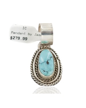 Handmade Certified Authentic .925 Sterling Silver Navajo Natural Turquoise Native American Pendant  25299-3