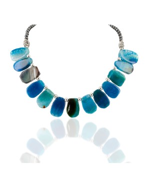 Certified Authentic Navajo Nickel Dyed Quartz Hematite Native American Necklace 25321-1