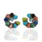 Handmade Certified Authentic Petit Point Zuni .925 Sterling Silver Natural Turquoise and Multicolor Stud Native American Earrings 27127-00