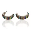 Handmade Zuni .925 Sterling Silver Natural Multicolor Stud Native American Earrings 27138