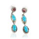 Certified Authentic Handmade Navajo .925 Sterling Silver Natural Turquoise Purple Spiny Oyster Native American Dangle Earrings 27162-4